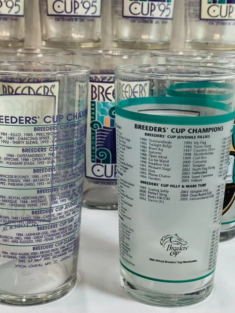 VNTG Churchill Downs Breeders Cup Lot of 19 Commem Mint Julep Glasses 1995/2006